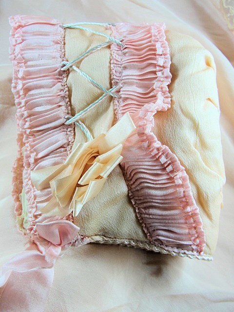 1920s Beautiful Pink French Baby Bonnet Very Fancy  Perfect For Girl or Dolls