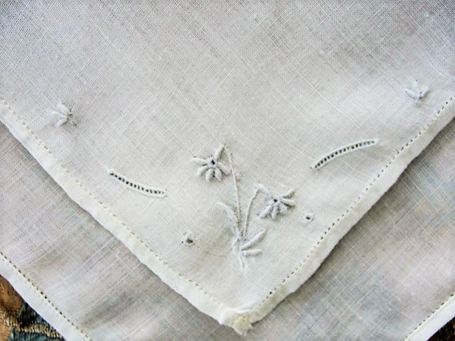 ELEGANT Raised Pale Blue Embroidery Work Vintage Hankie Handkerchief Fine Linen Wedding Bridal Bridesmaid Special Hanky Something Blue