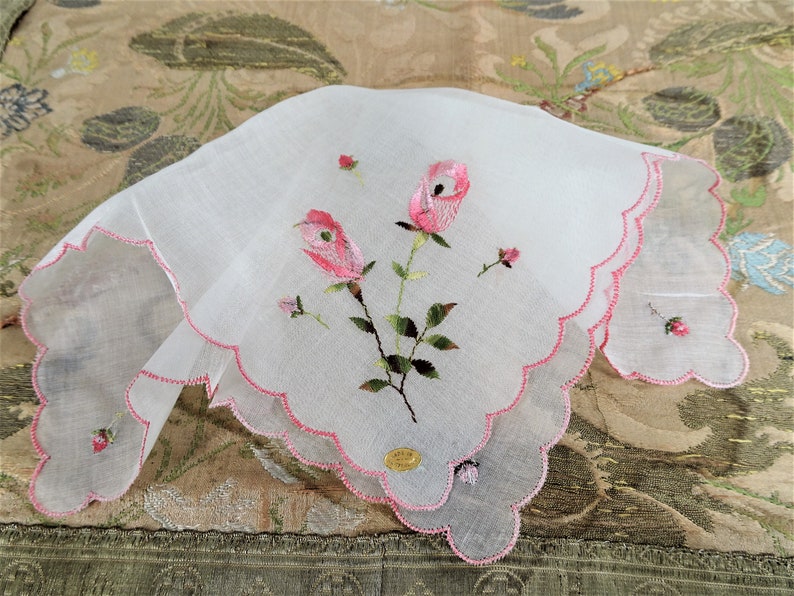 Vintage embroidered handkerchief hand embroidered handkerchief