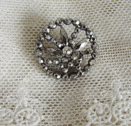 Antique French CUT STEEL Victorian Fancy Button Highly Detailed FILIGREE Design Button Perfect For Vintage Clothes Jewelry etc